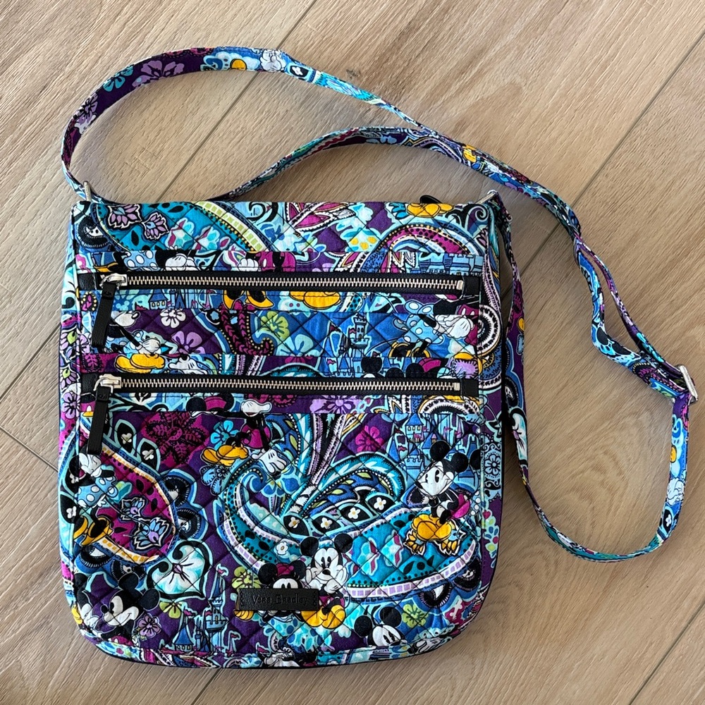 New - Vera Bradley and Disney Mickey and Minnie Mouse Quilted Crossbody Bag